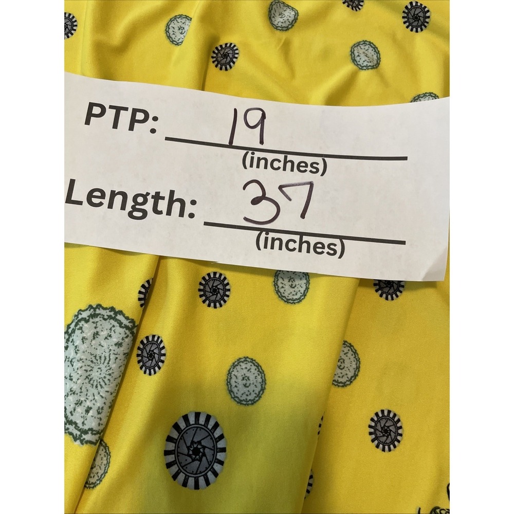 White‎ Mark Women's Large Yellow Medallion Print Pocket Tunic Top Sharkbite Hem - Picture 10 of 12